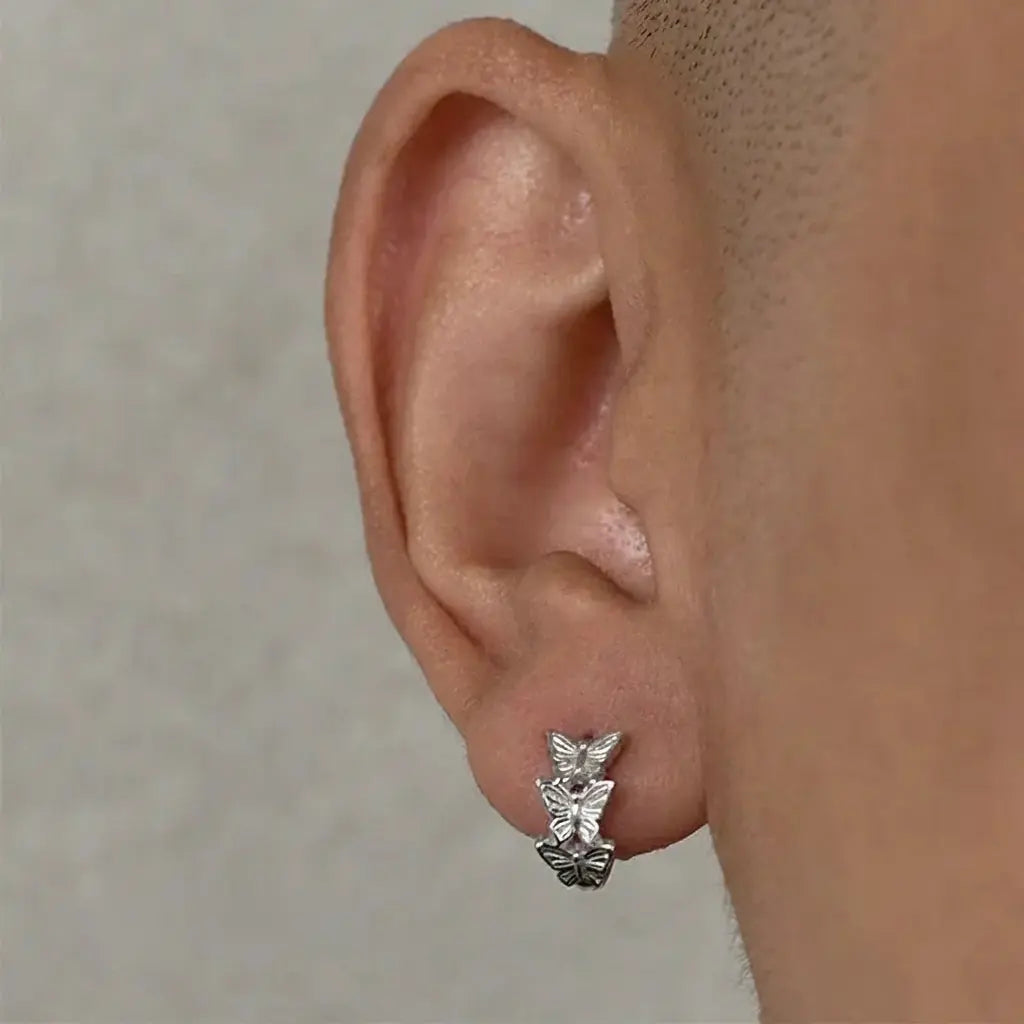 S925 Sterling Silver Butterfly Hoop Earrings - Trendy Light Luxury Unisex Design