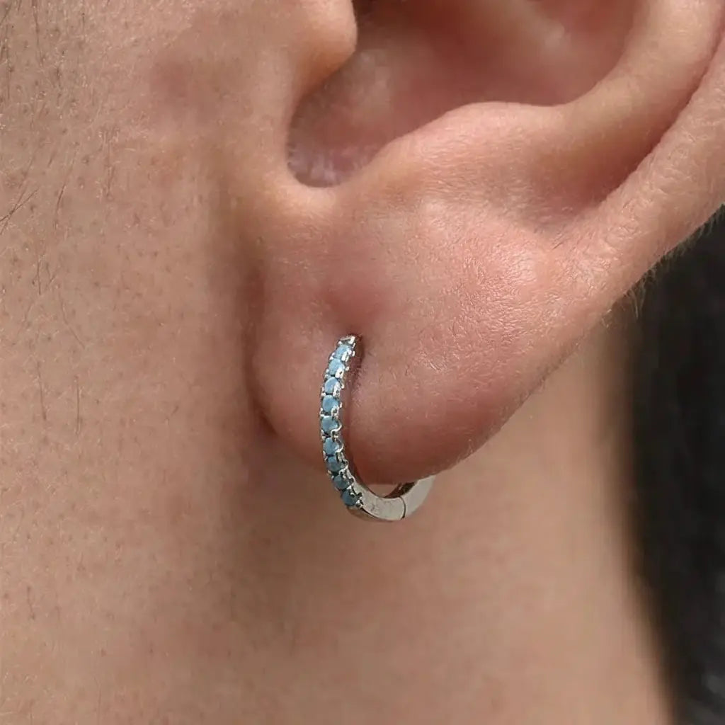 S925 Sterling Silver Turquoise Huggie Earrings: Modern Unisex Light Luxury Style