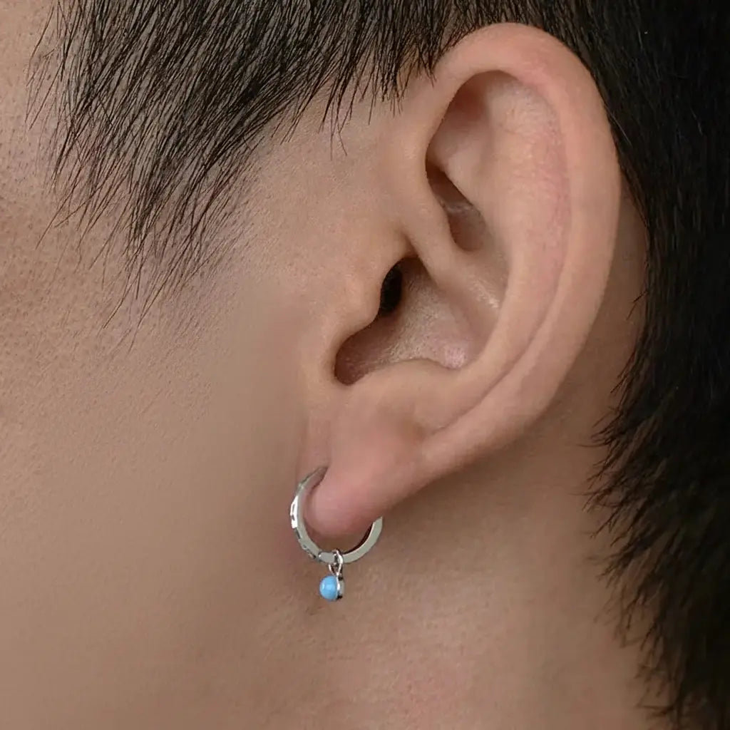 Turquoise pendant, universal fashionable earrings for men and women, silver 925 sample, light luxury style