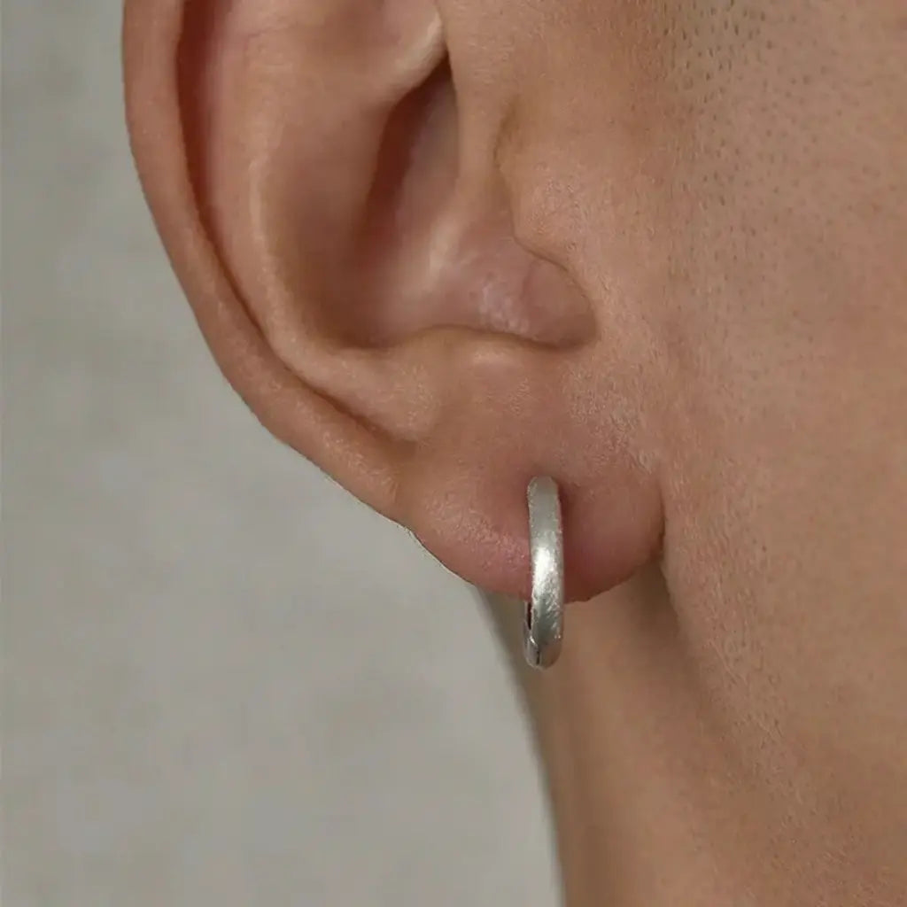 S925 Sterling Silver Matte Minimalist Hoop Earrings for Men and Women