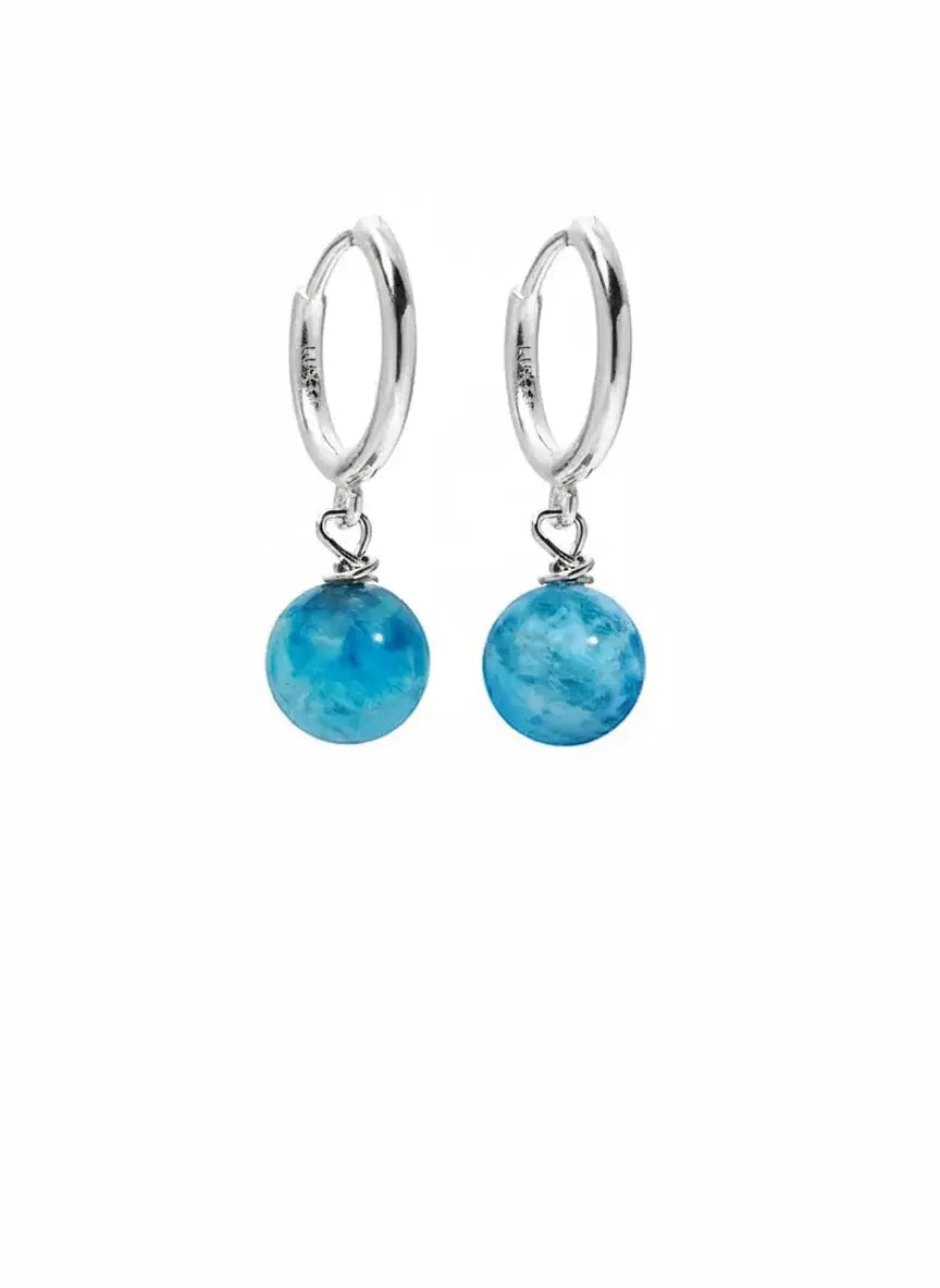 LUXTA原创 纯银蓝磷灰石耳坠嘻哈男 高级感耳饰女民族风藏式耳环