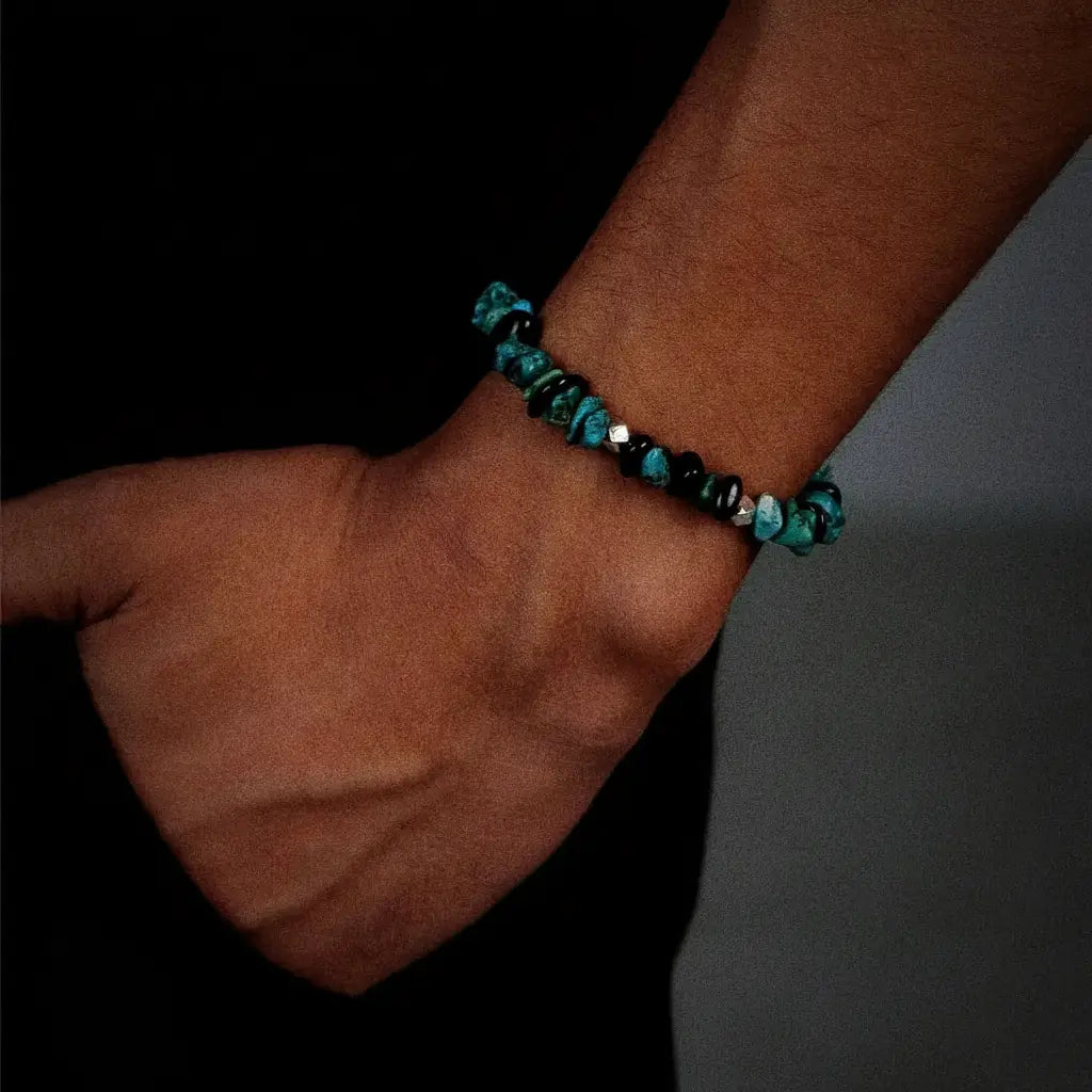 Turquoise small design ethnic beaded bracelet for men and women, silver 925 sample, ethnic style