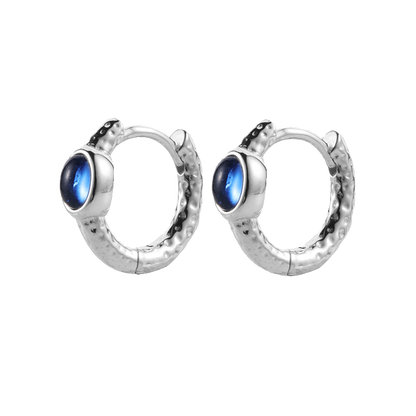 S925 Sterling Silver Blue Zircon Huggie Earrings for Men and Women Couple