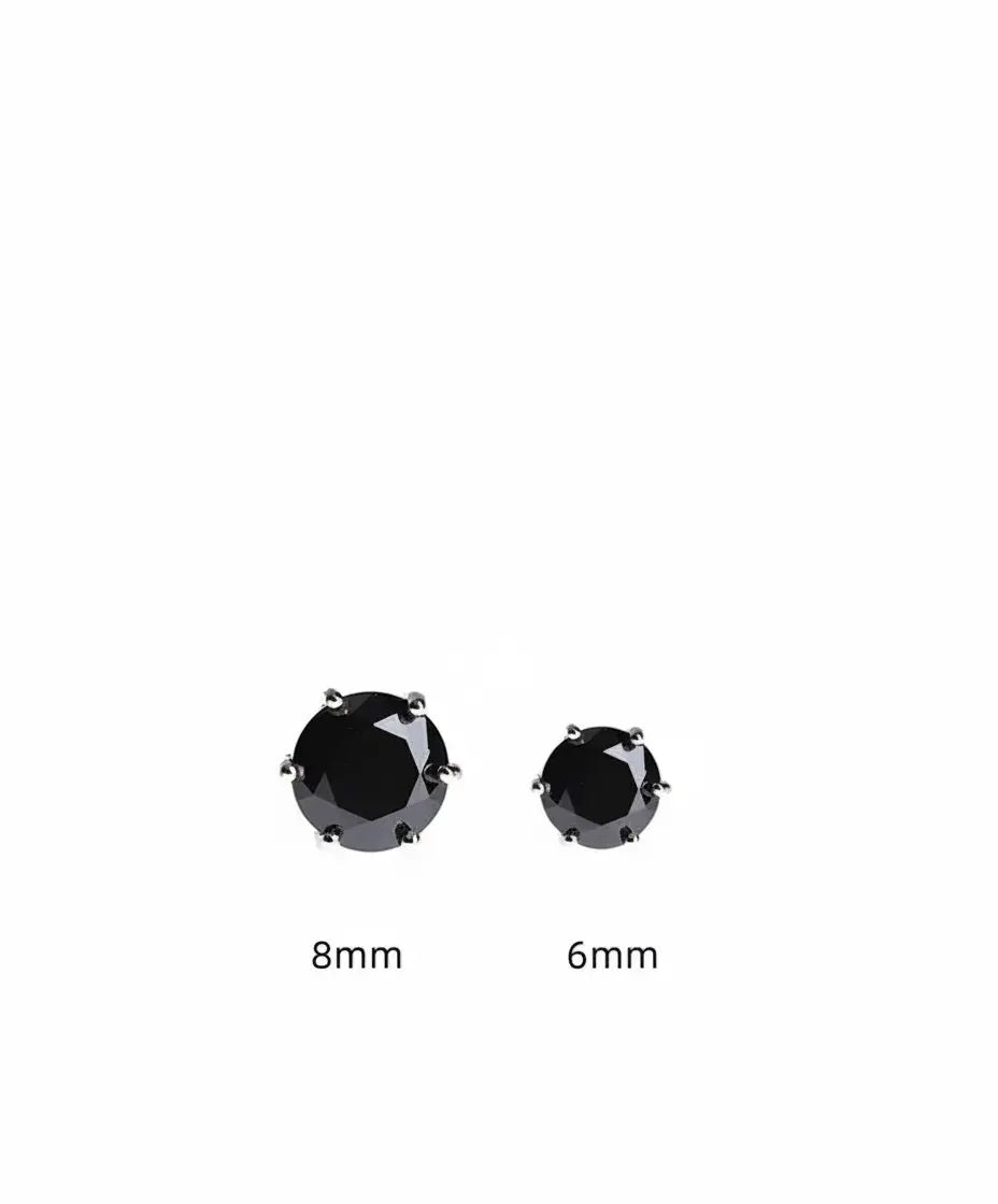 Zirconium, black earrings for men and women hip-hop style, silver 925 sample, American style, high-quality style