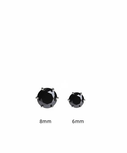 Zirconium, black earrings for men and women hip-hop style, silver 925 sample, American style, high-quality style