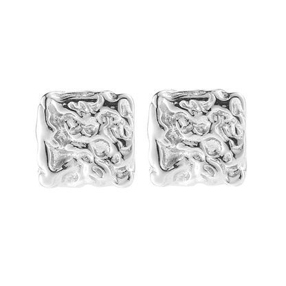 Square trend earrings for men and women, silver 925 sample, high-quality style, light luxury style
