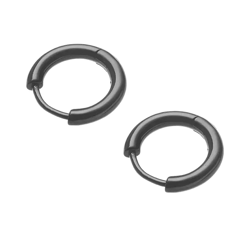S925 Sterling Silver Black Minimalist Hoop Earrings for Men Women: Bold 11mm Trend
