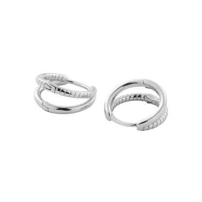 S925 Sterling Silver Double Layer Hoop Earrings - Unisex Trendy Light Luxury