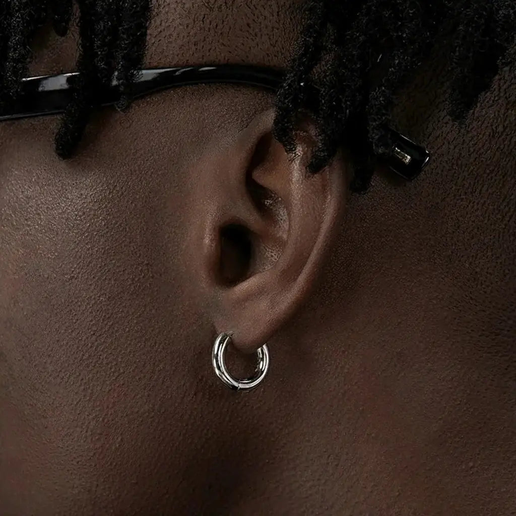 Bold 3.3mm S925 Sterling Silver Hip-Hop Hoop Earrings, Unisex Style