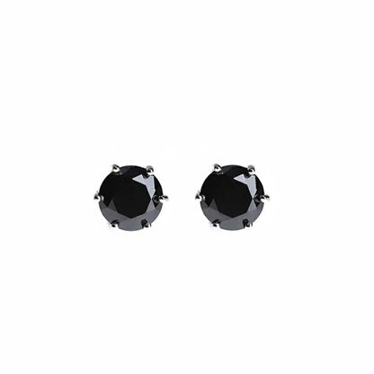 Zirconium, black earrings for men and women hip-hop style, silver 925 sample, American style, high-quality style