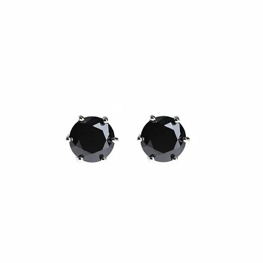 Zirconium, black earrings for men and women hip-hop style, silver 925 sample, American style, high-quality style