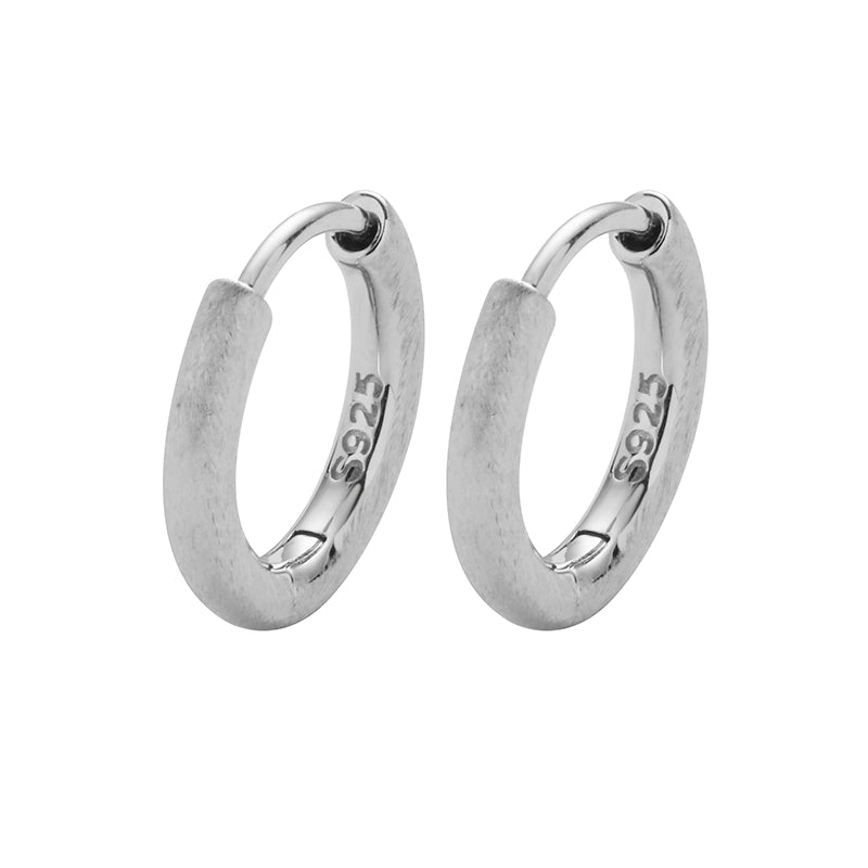 S925 Sterling Silver Matte Minimalist Hoop Earrings for Men and Women