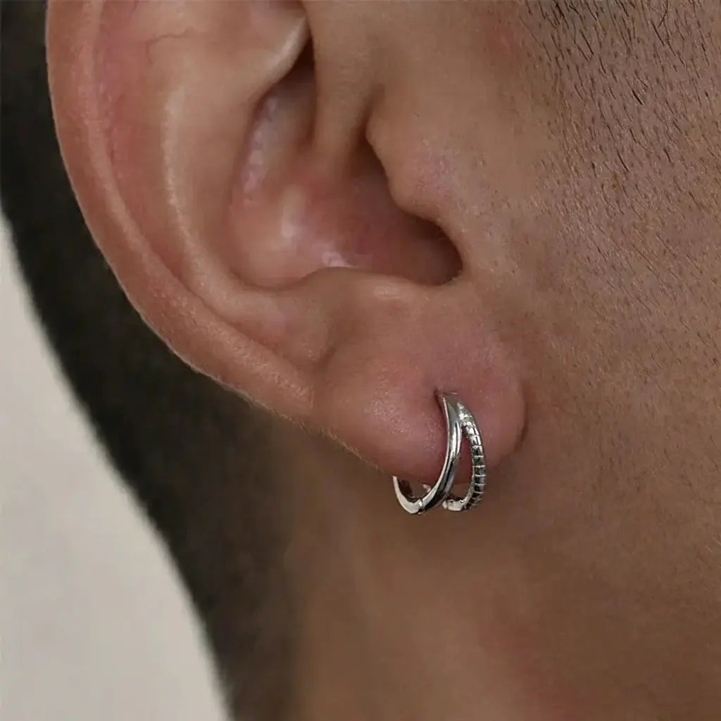 S925 Sterling Silver Double Layer Hoop Earrings - Unisex Trendy Light Luxury