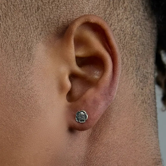 S925 Sterling Silver Vintage Flower Stud Earrings for Couples, Men, Women