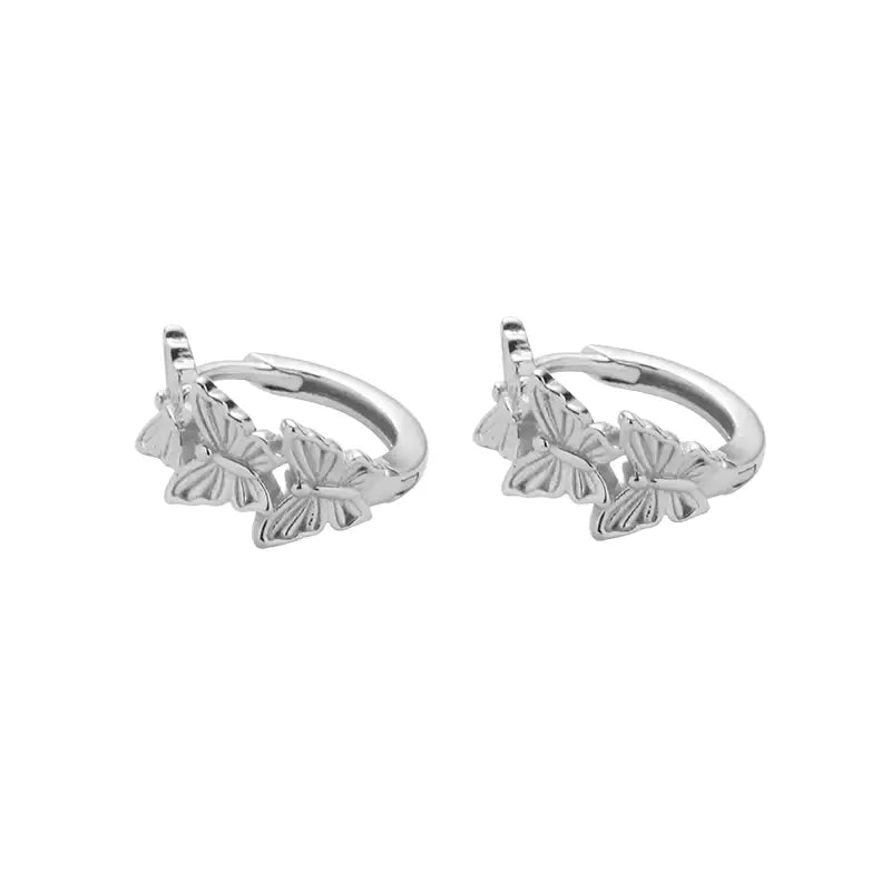S925 Sterling Silver Butterfly Hoop Earrings - Trendy Light Luxury Unisex Design