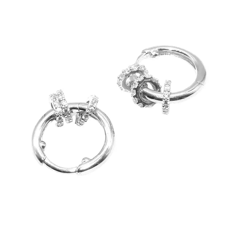 S925 Sterling Silver Diamond Hoop Earrings - Unisex Hip Hop Removable Style