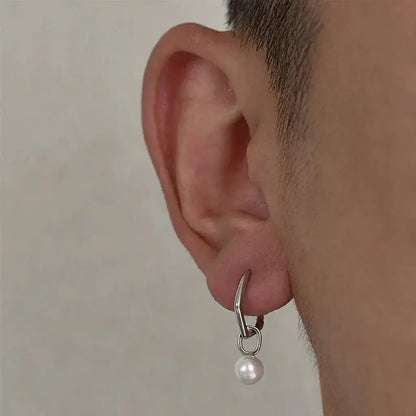 Universal trend fashionable earrings from pearl for men and women for beloved, silver 925 sample