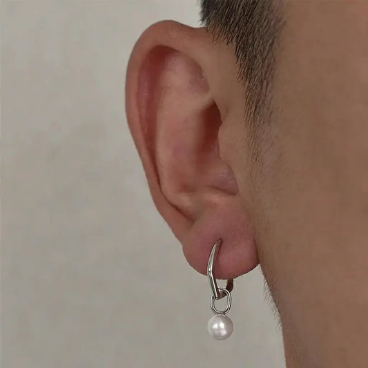 Universal trend fashionable earrings from pearl for men and women for beloved, silver 925 sample