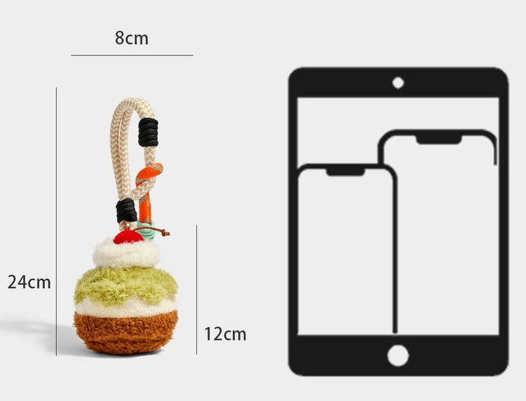 Cute Matcha Cupcake Keyring Pendant – Unique Afternoon Tea Bag Charm Gift