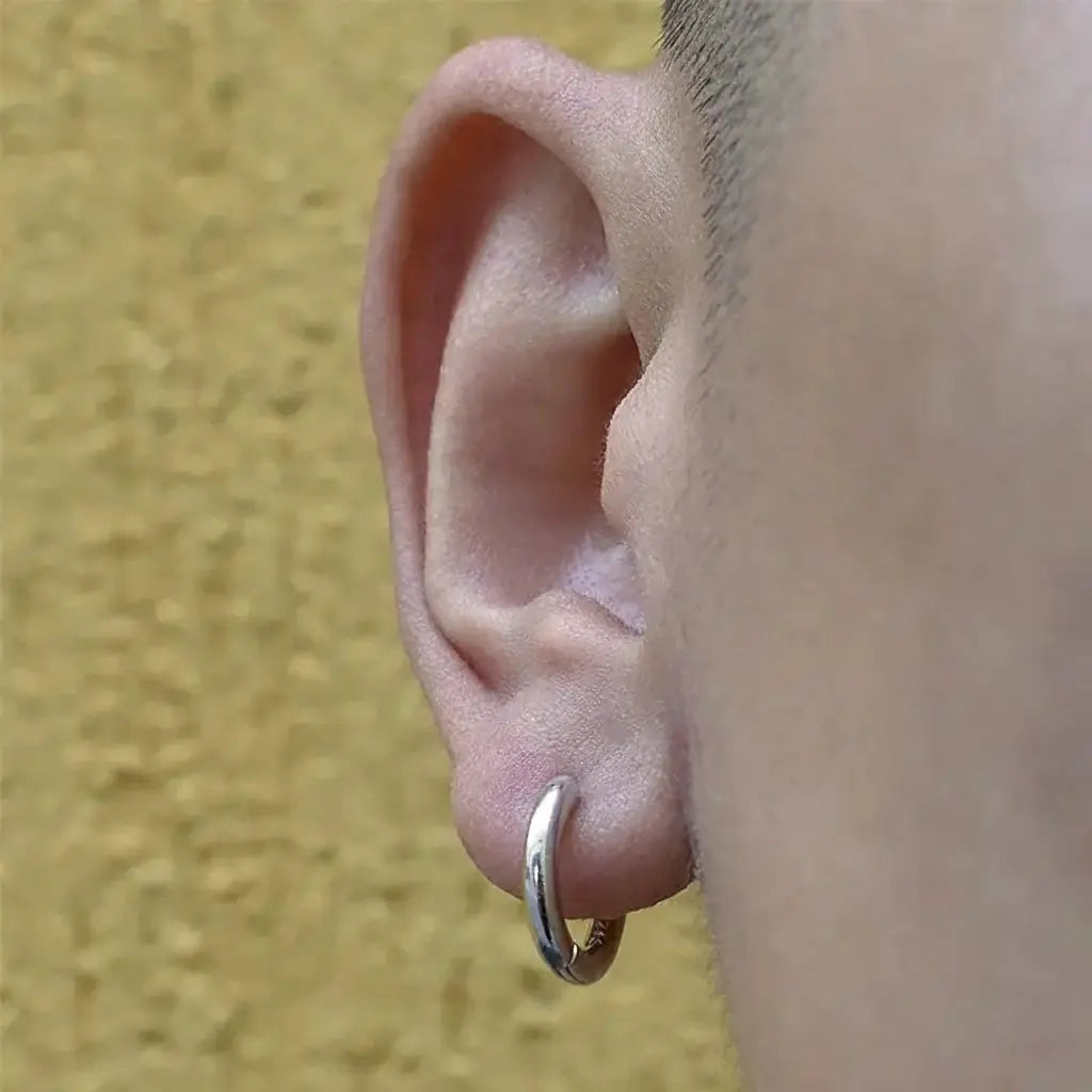 Sleek Sterling Silver 925 Hoop Earrings - Unisex Minimalist Glossy Design