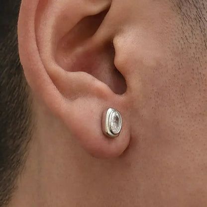 S925 Sterling Silver Rectangular Zircon Stud Earrings: Unisex, Light Luxury Trend