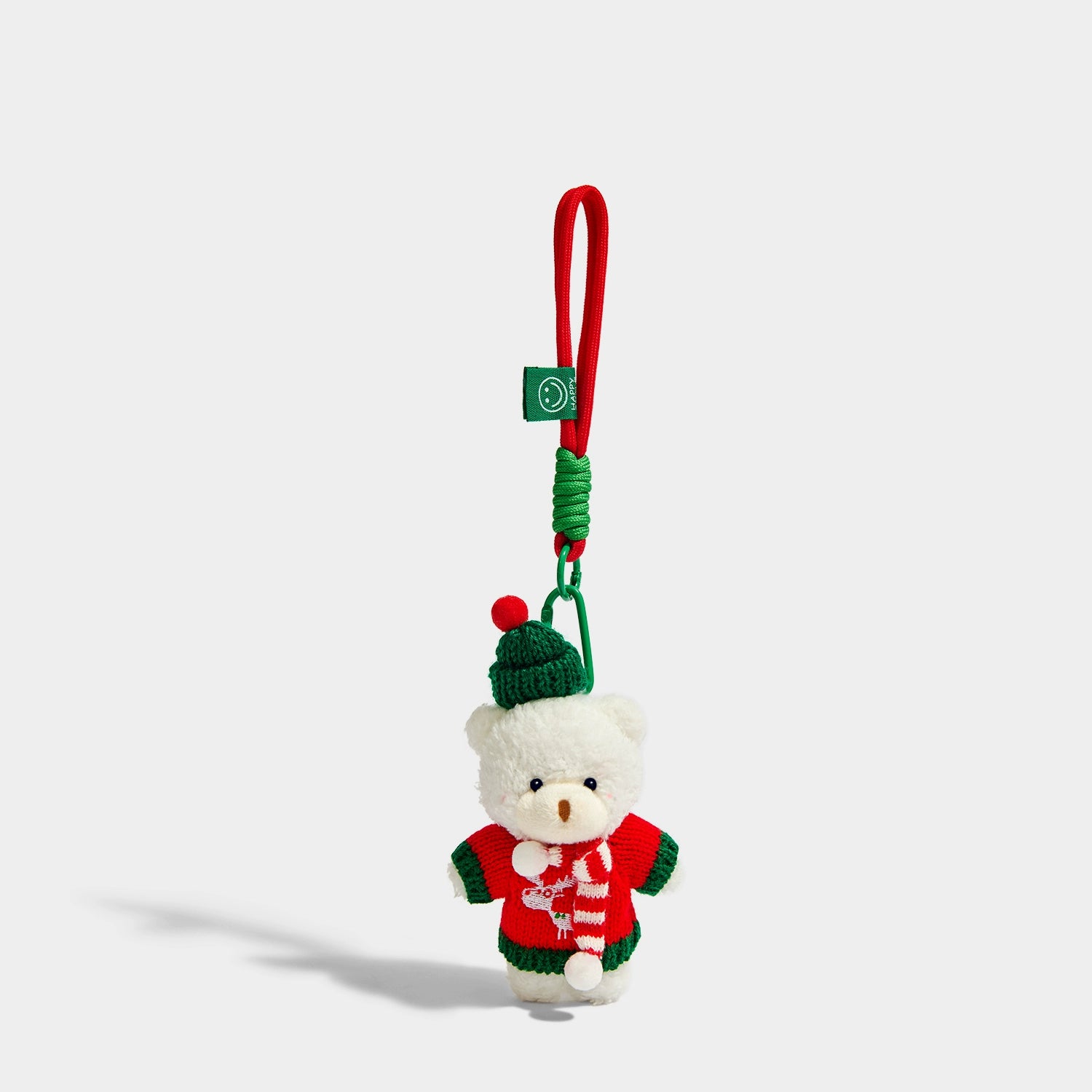 Charming Green Christmas Hat Bear Pendant Keychain - Festive Bag Decoration Gift