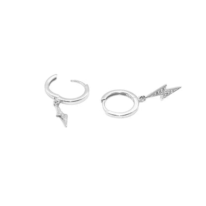 Silver arrow hoop earrings with cubic zirconia accents