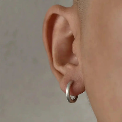 S925 Sterling Silver Matte Minimalist Hoop Earrings for Men and Women