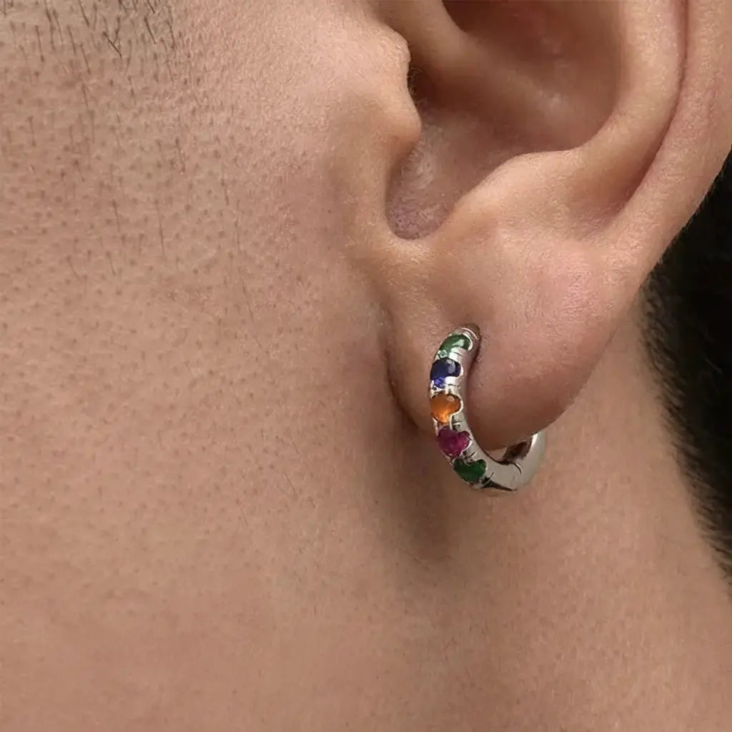 Luxurious 925 Sterling Silver Zircon Hip-Hop Style Stud Earrings for Men