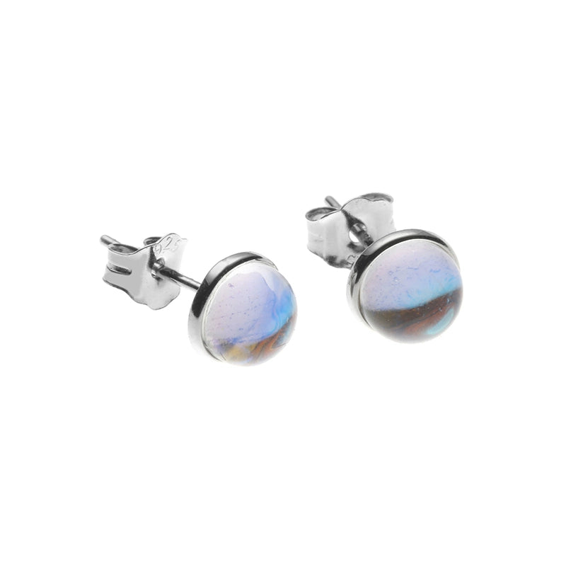 Unisex S925 Sterling Silver Moonstone Stud Earrings: European Light Luxury Design