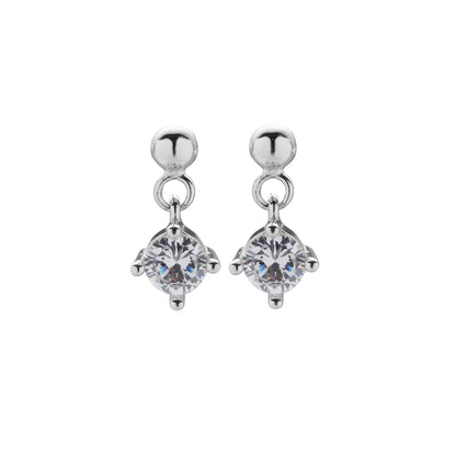 TWO LEAVES 925 Silver Zirconium Solitaire Pendant Stud Earrings, Unisex Elegant Design