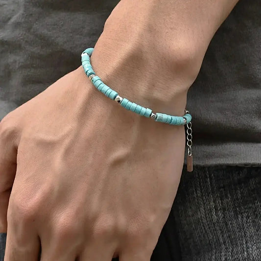 Turquoise bracelet, trend design chain for men and women, silver 925 sample, simple and elegant design