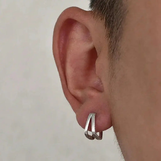 Square matte design trend fashionable earrings for men and women, silver 925 sample, light luxury style