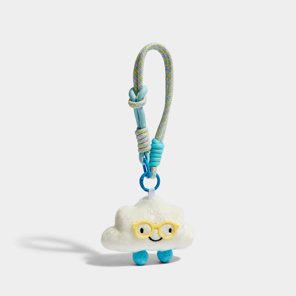 Charming Plush Cloud Keychain with Stylish Glasses - Unique Bag Pendant Gift