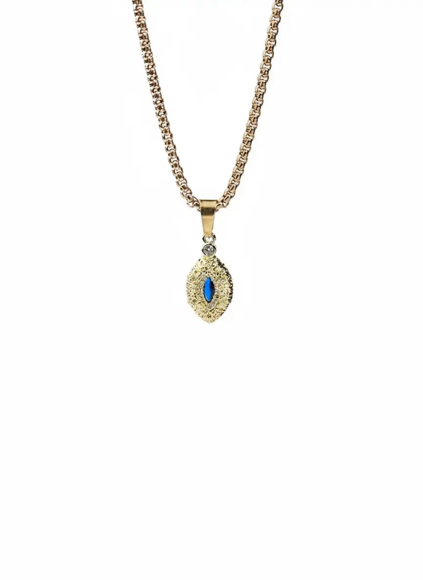 LUXTA 金色镀金蓝眼小吊坠 嘻哈男高级感项链镶钻设计感女同款