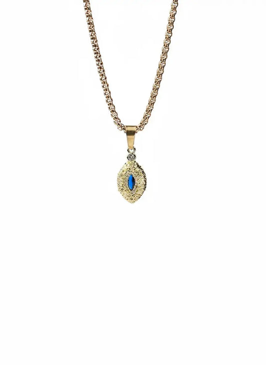 LUXTA 金色镀金蓝眼小吊坠 嘻哈男高级感项链镶钻设计感女同款