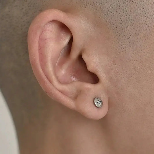 Bold Retro S925 Sterling Silver Cross Stud Earrings - Unisex Inlaid Zircon 6mm