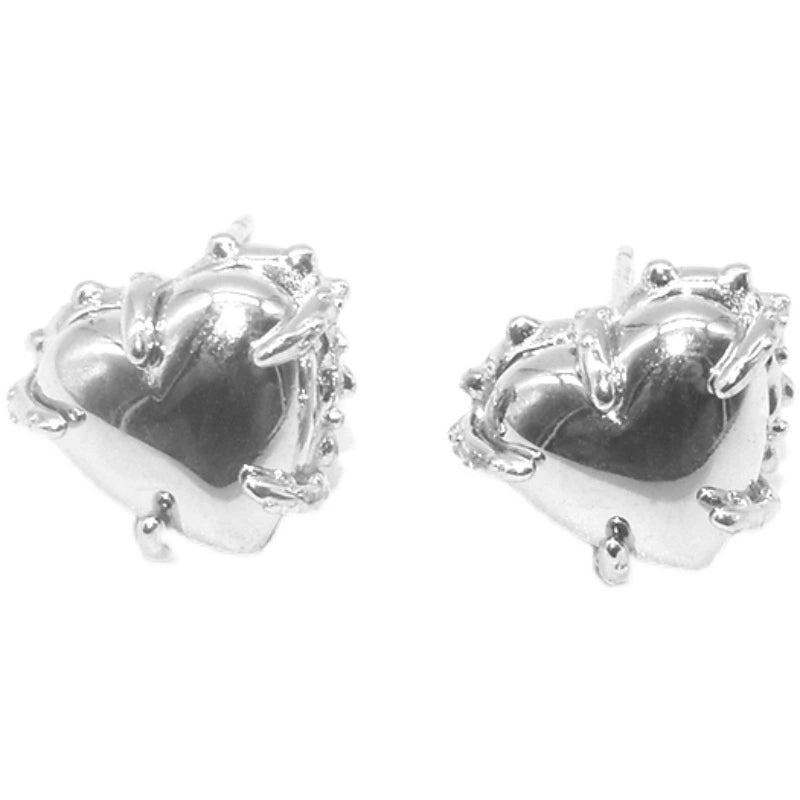 S925 Sterling Silver Heart Stud Earrings: Trendy Unisex Light Luxury Streetwear