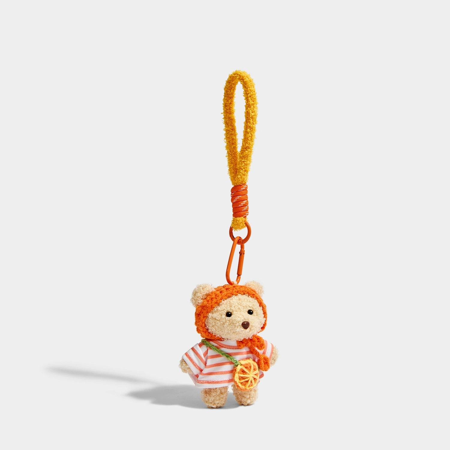 Adorable Plush Orange Bear Keychain Pendant with Lemon Scarf - A Charming Gift