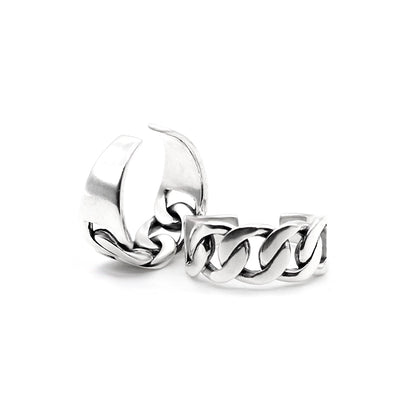 S925 Silver Cuban Link Ring Pure silver Cuba ring European and American hip -hop tide single products