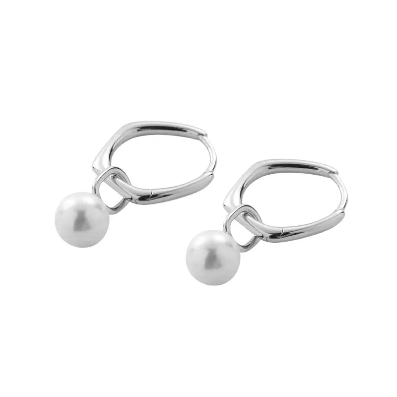 Universal trend fashionable earrings from pearl for men and women for beloved, silver 925 sample