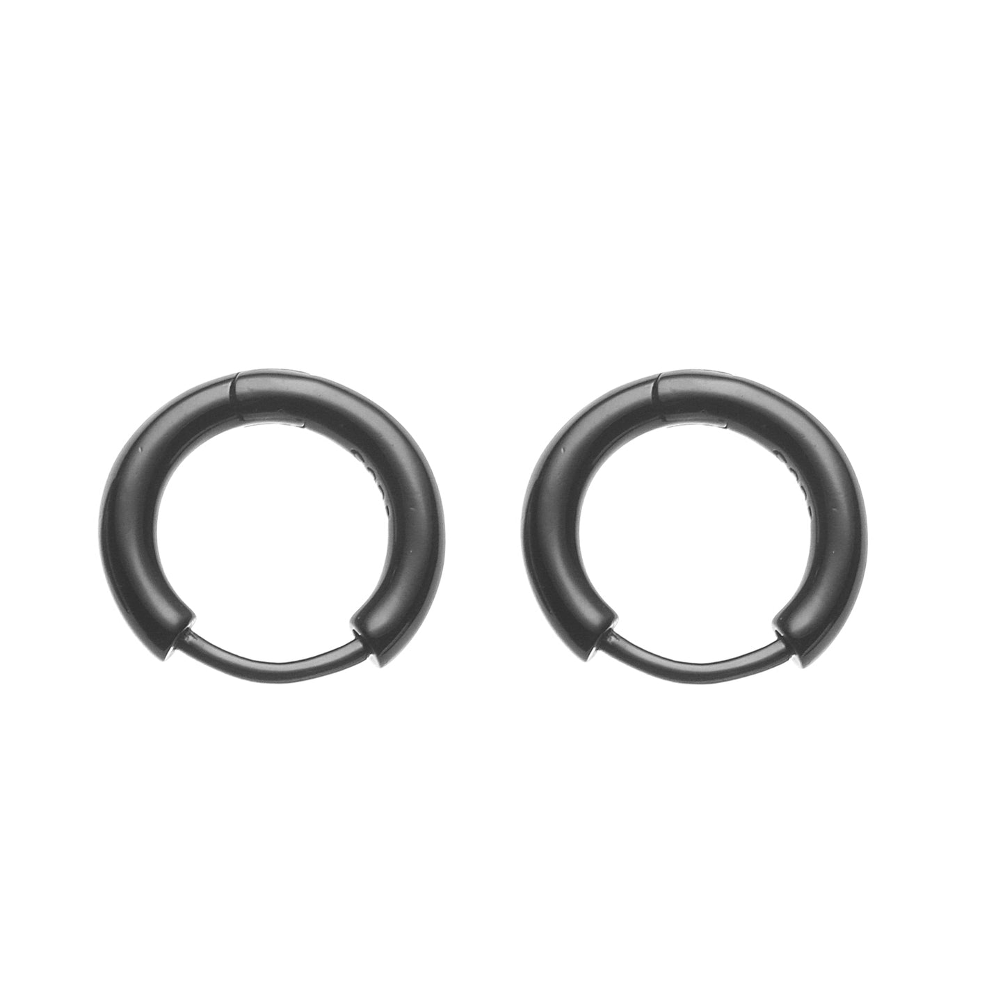 S925 Sterling Silver Black Minimalist Hoop Earrings for Men Women: Bold 11mm Trend