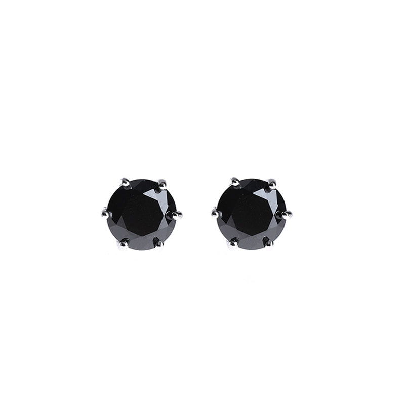 Zirconium, black earrings for men and women hip-hop style, silver 925 sample, American style, high-quality style