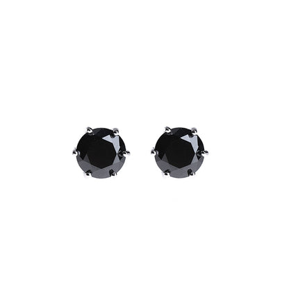 Zirconium, black earrings for men and women hip-hop style, silver 925 sample, American style, high-quality style