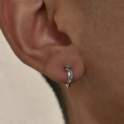 TWO LEAVES 925 Sterling Silver Snake Coil Ear Cuff - Retro Street Style Unisex