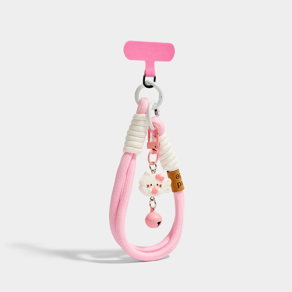 Cute Pink Fish Cat Mobile Phone Strap Wrist Keychain Bag Charm Pendant