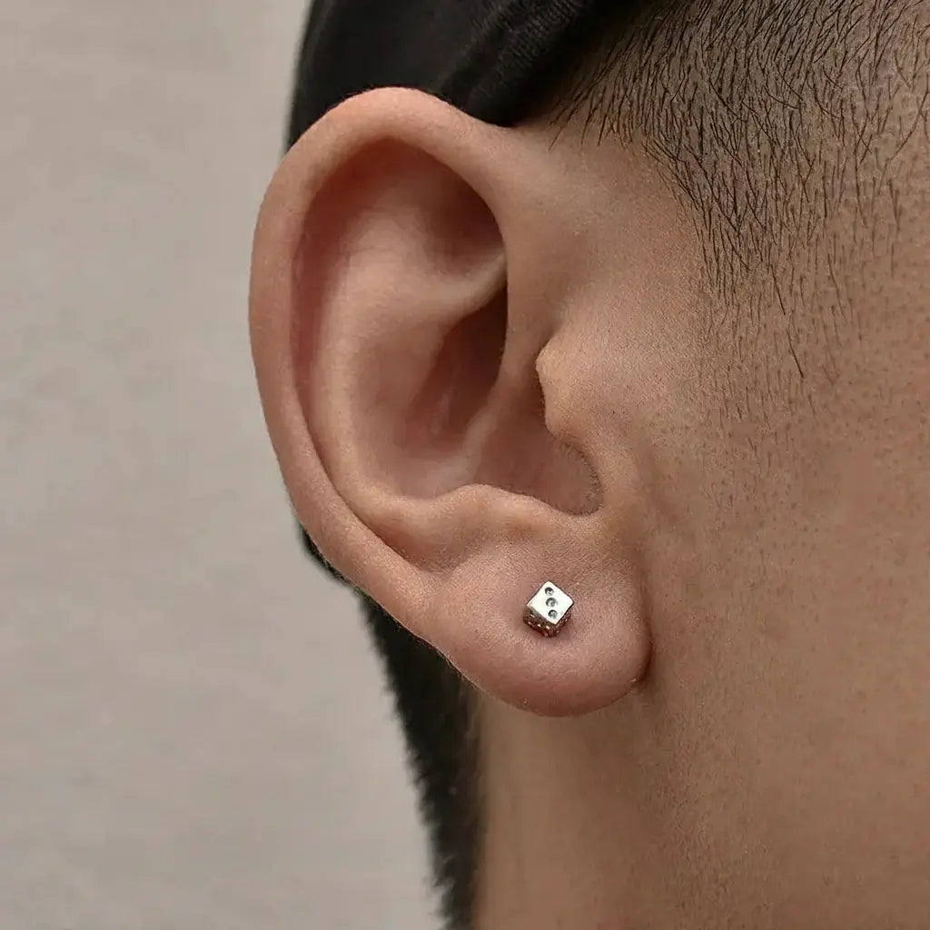 S925 Sterling Silver Dice Stud Earrings: Creative Minimalist Design for All