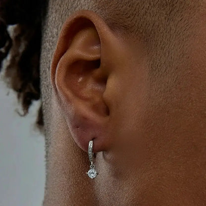 S925 Sterling Silver Zirconia Pendant Hoop Earrings - European Street Style