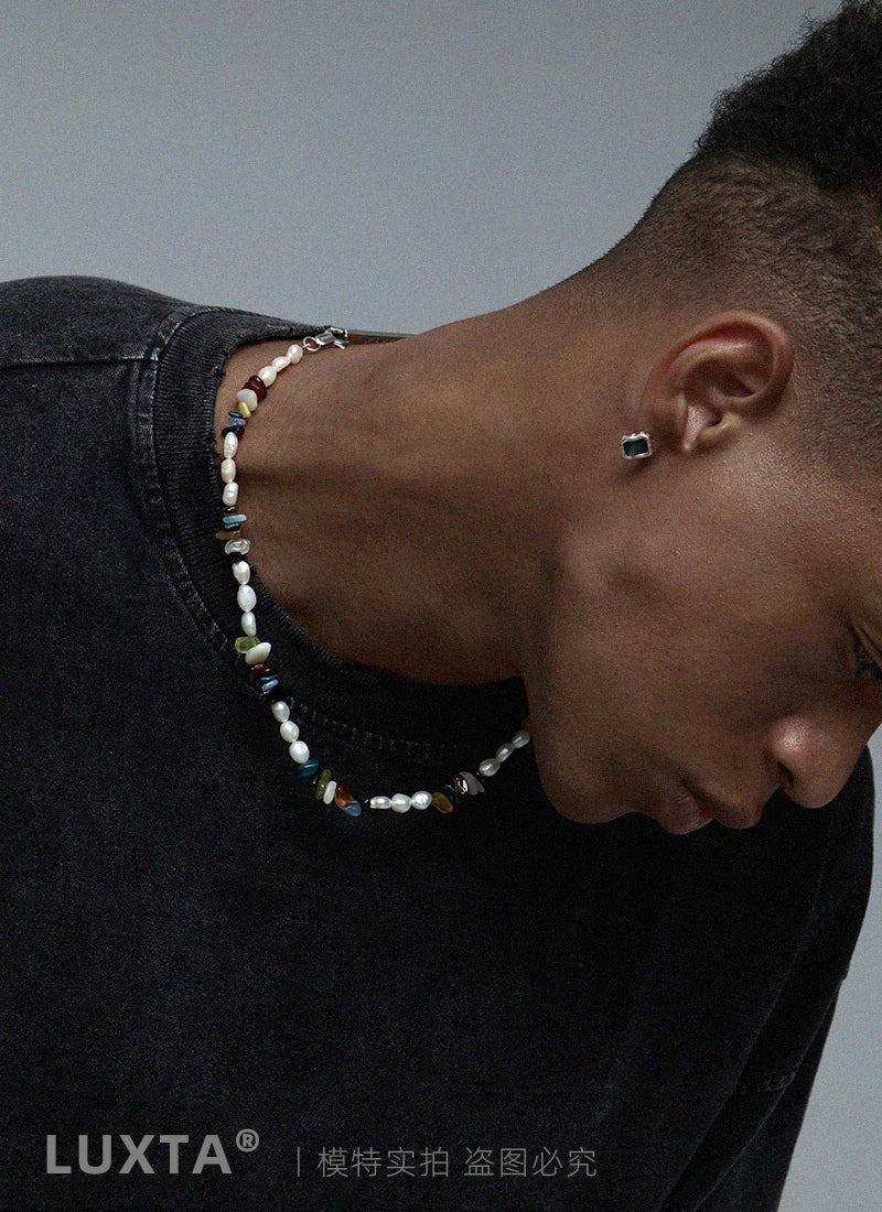 Genuine organic necklace from pearl hip-hop style, chain for key bag  for men and women