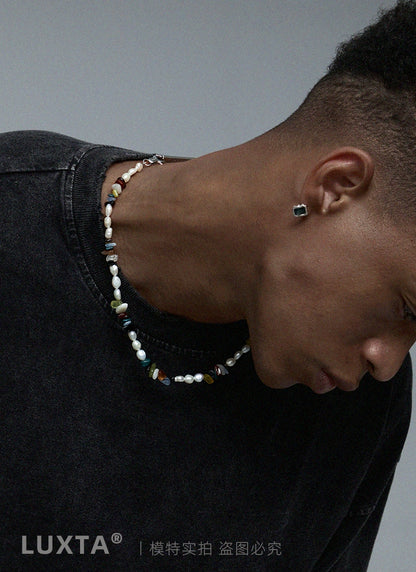 Genuine organic necklace from pearl hip-hop style, chain for key bag  for men and women